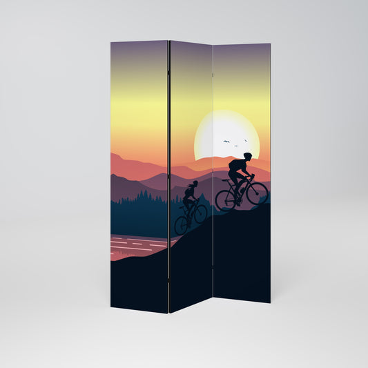 CYCLING HORIZON Divisorio decorativo per ambienti a 3 pannelli