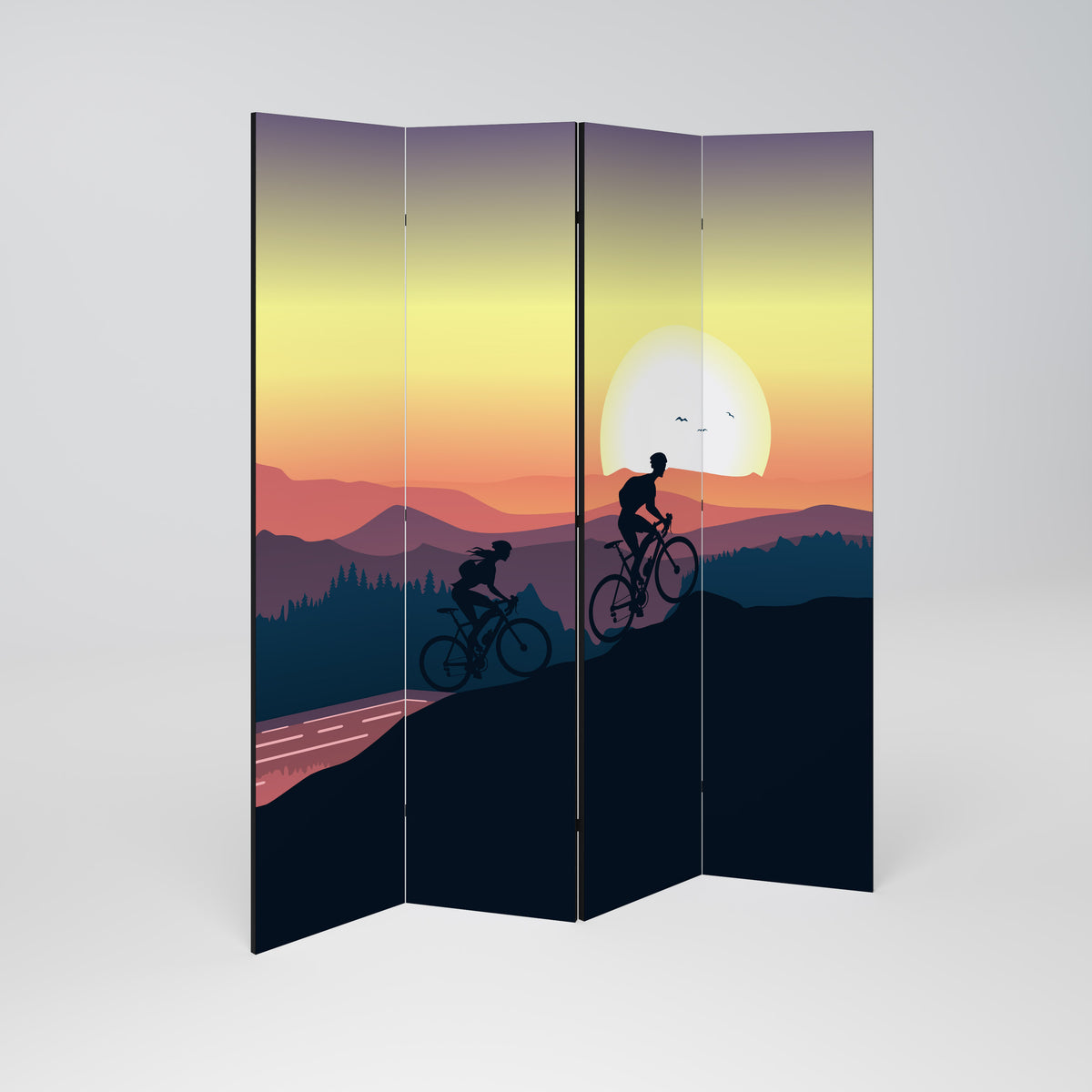 CYCLING HORIZON Decorative 4-Panel Room Divider