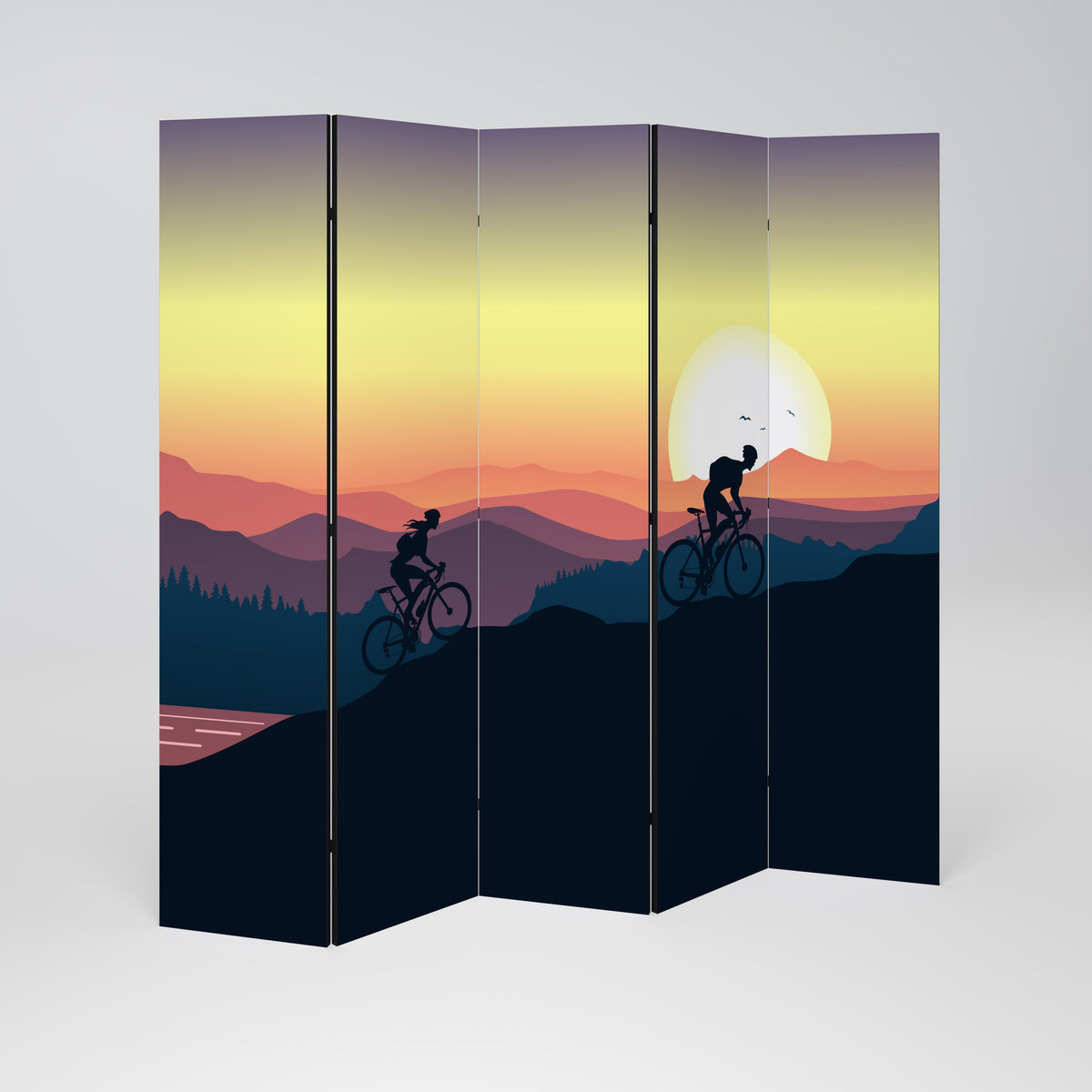 CYCLING HORIZON Paravento Decorativo a 5 Pannelli