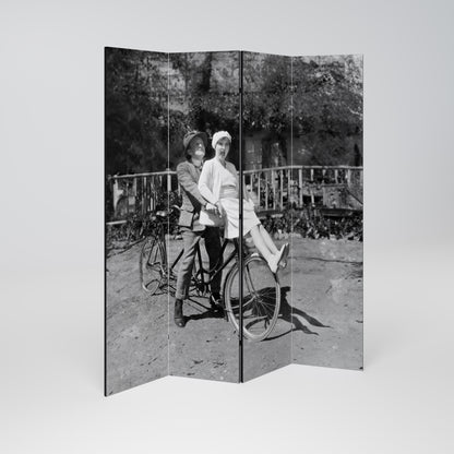 RIDING THROUGH TIME - Divisorio decorativo per ambienti a 4 pannelli