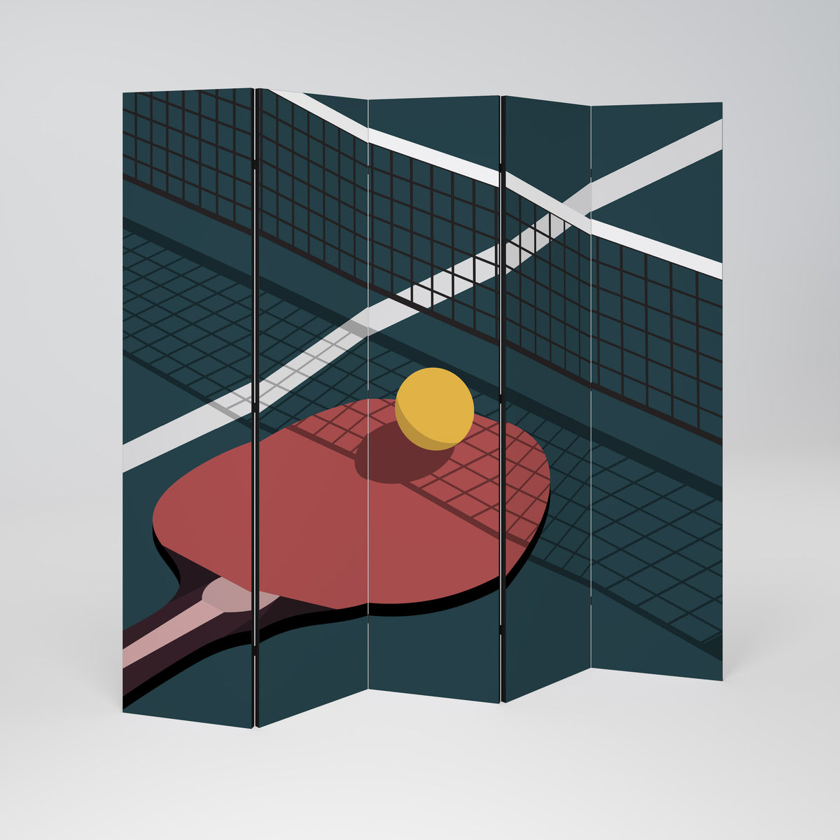PING- PONG GAME Paravento Decorativo a 5 Pannelli
