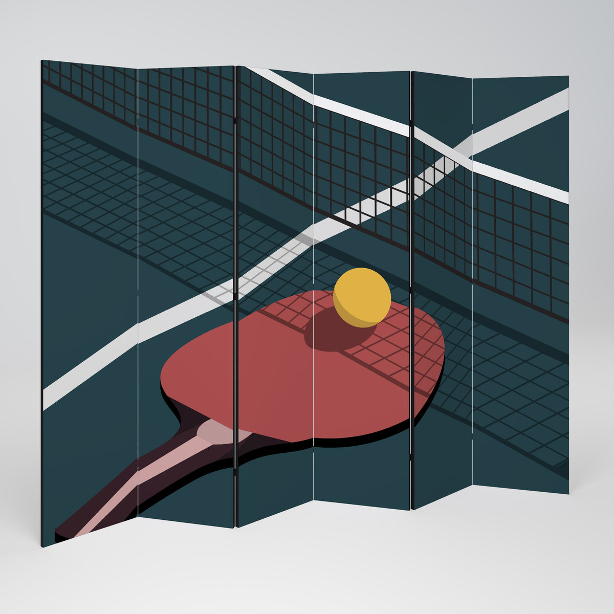 PING- PONG GAME Paravento Decorativo a 6 Pannelli