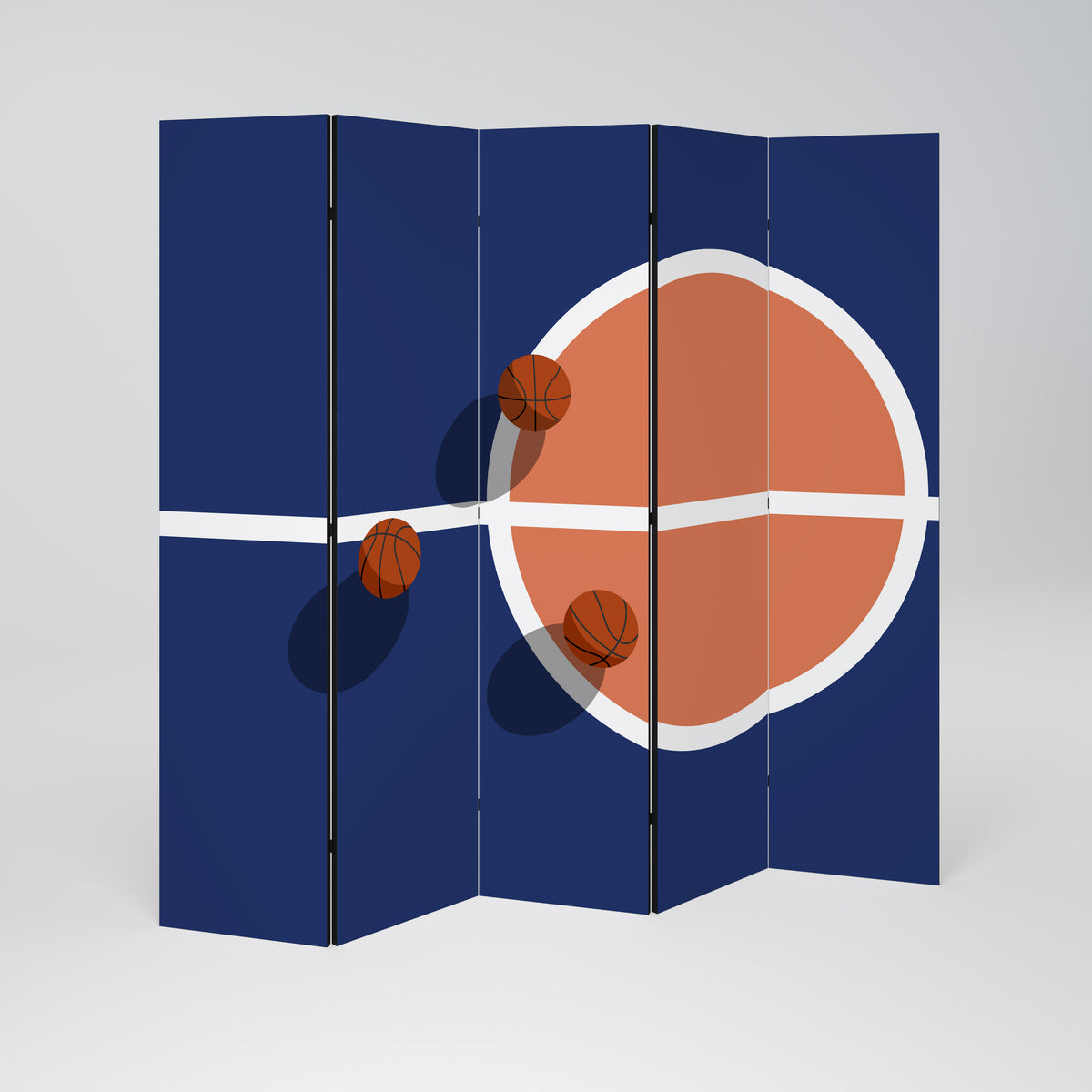BASKETBALL CHALLENGE Paravento Decorativo a 5 Pannelli