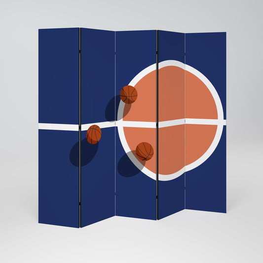 PARETE DIVISORIA DECORATIVA A 5 PANNELLI BASKETBALL CHALLENGE