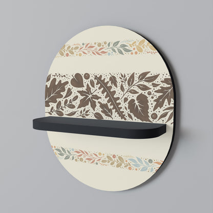 FOLIAGE ROWS Oval Art Shelf In Black Finish