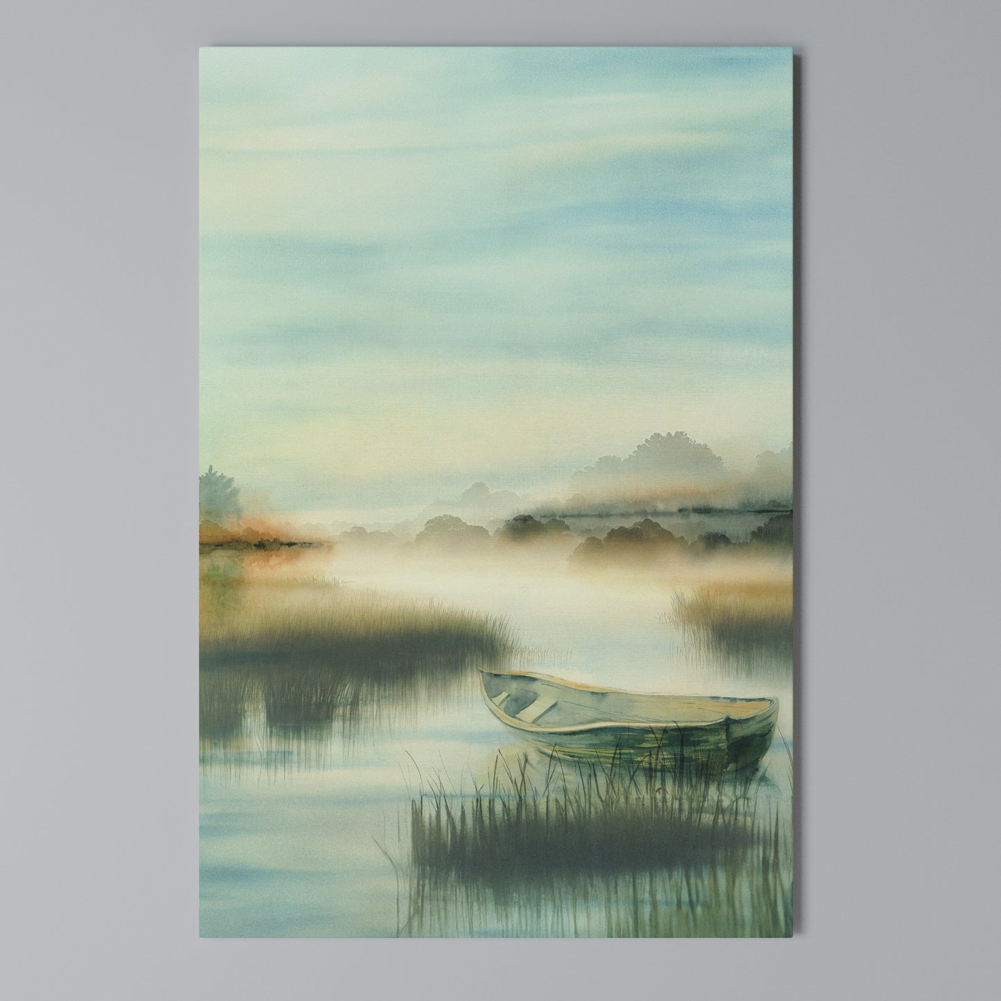 MORNING BY THE LAKE Vertical Canvas Print