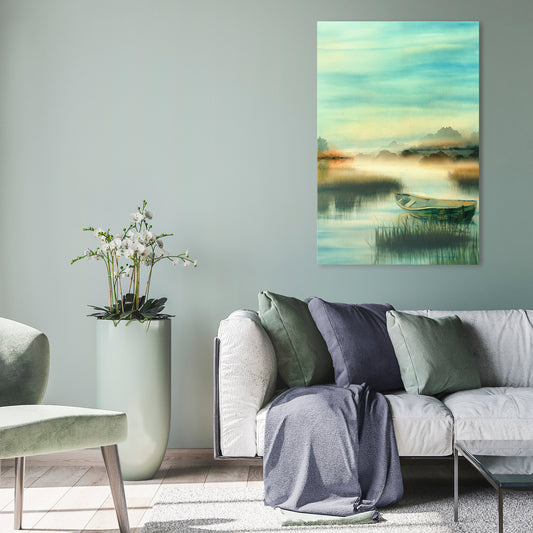 MORNING BY THE LAKE Vertical Canvas Print