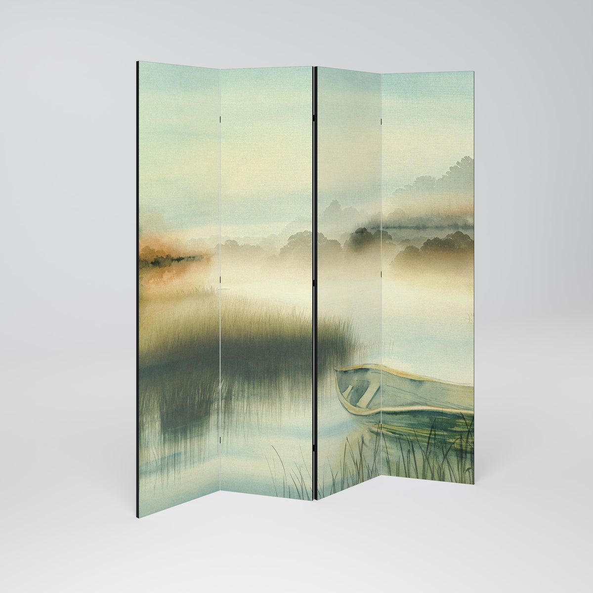 MORNING BY THE LAKE Decorative 4-Panel Room Divider