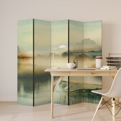 MORNING BY THE LAKE Divisorio decorativo per ambienti a 5 pannelli