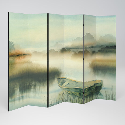 MORNING BY THE LAKE Divisorio decorativo per ambienti a 6 pannelli