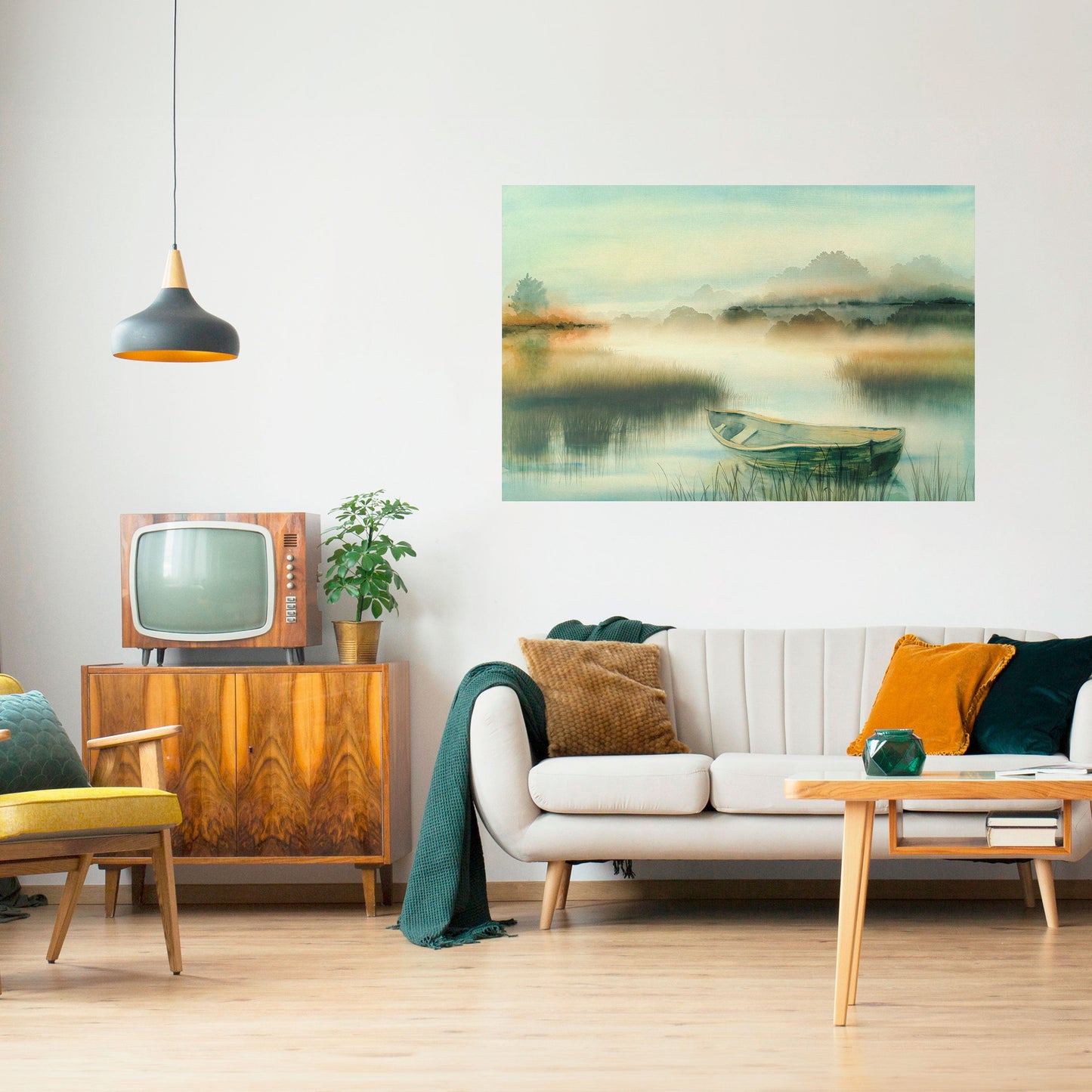 MATTINA SUL LAGO Poster orizzontale staccabile e attaccabile