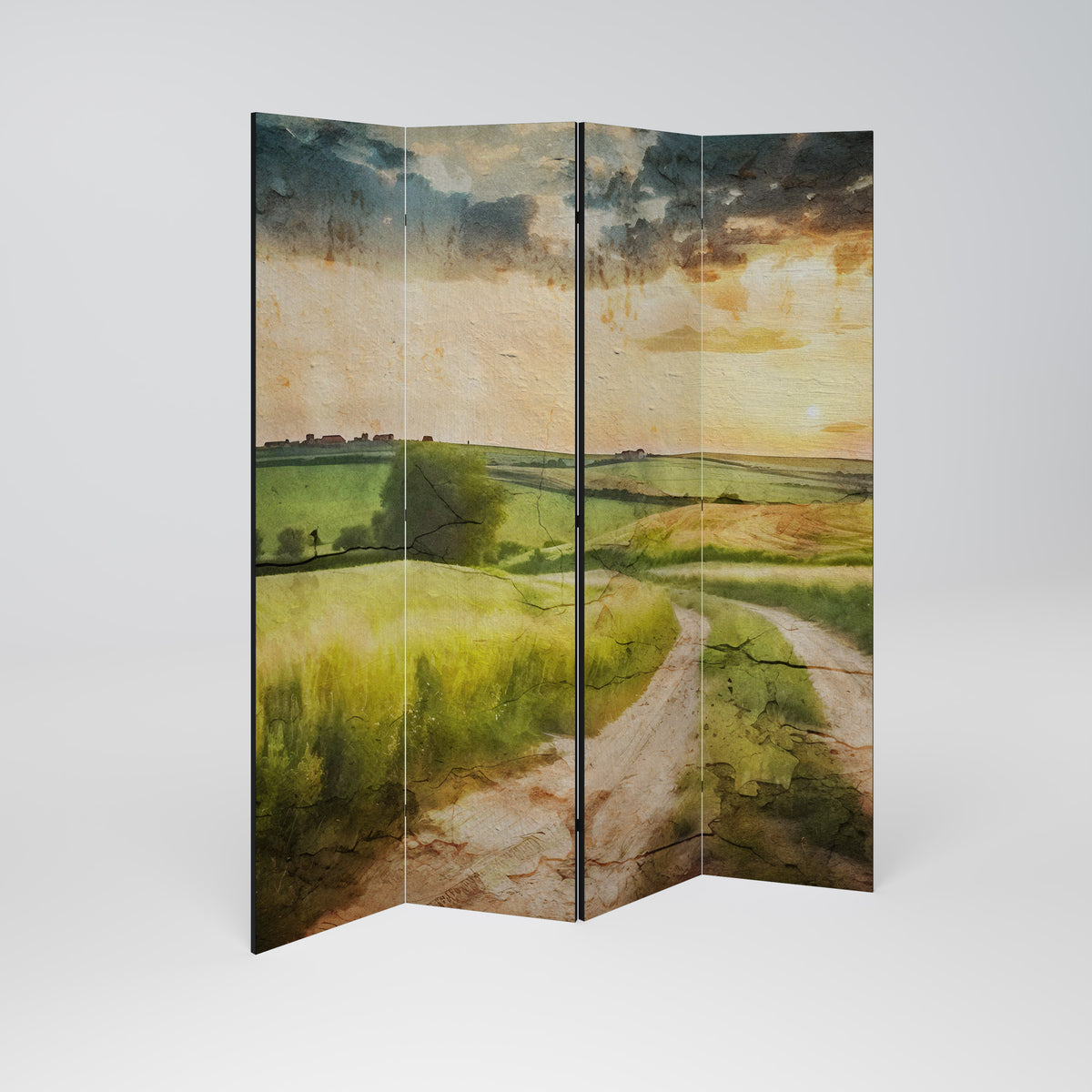 SUNSET PATH Decorative 4-Panel Room Divider