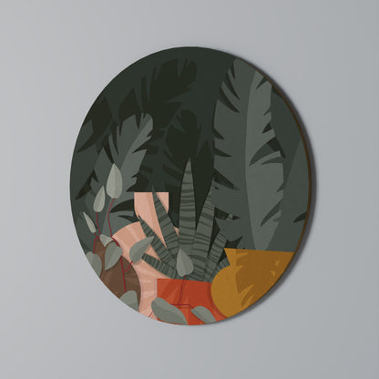 COMPOSIZIONE TROPICALE Arte murale rotonda