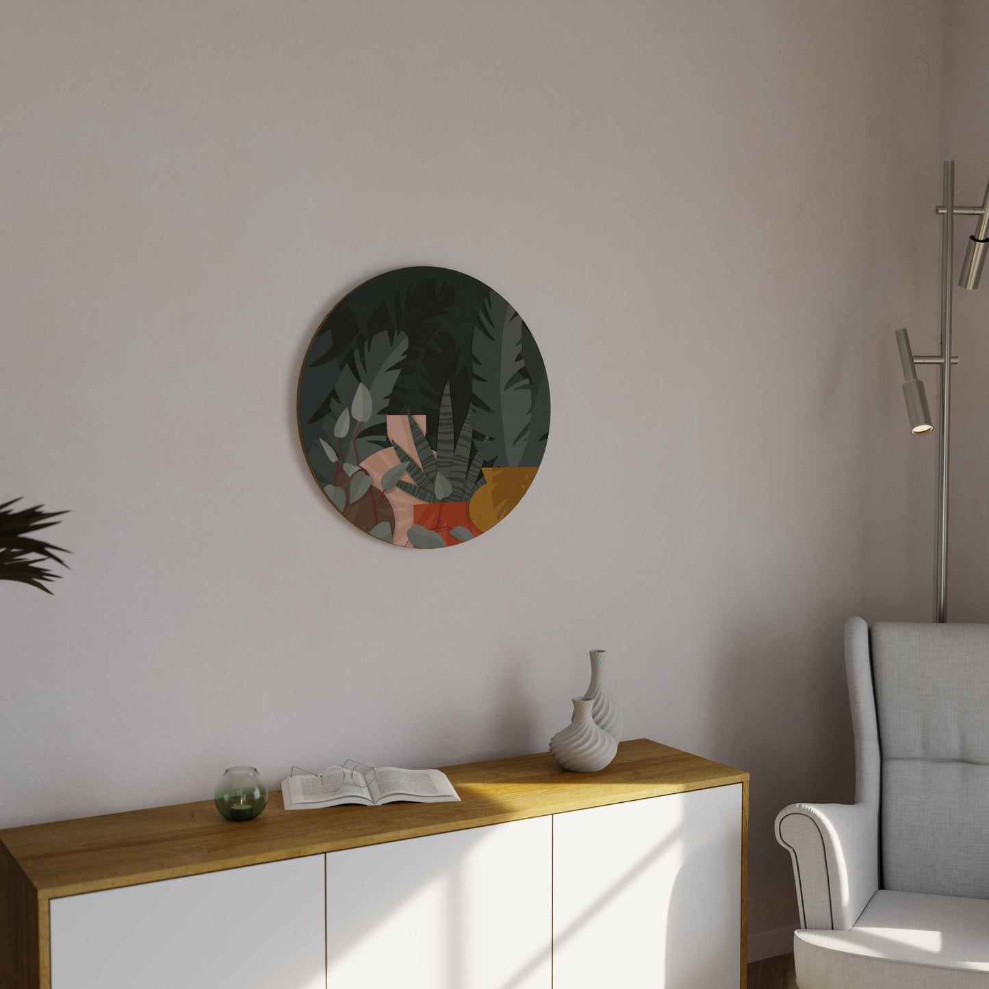 COMPOSIZIONE TROPICALE Arte murale rotonda