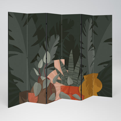 COMPOSIZIONE TROPICALE Divisorio decorativo per ambienti a 6 pannelli
