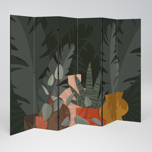 COMPOSIZIONE TROPICALE Divisorio decorativo per ambienti a 6 pannelli