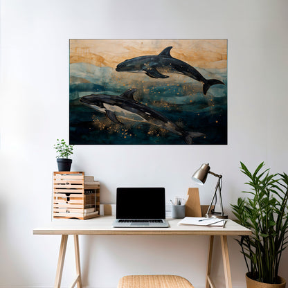 GOLDEN WAVES Poster orizzontale staccabile e attaccabile