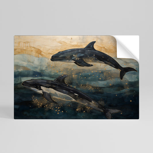 GOLDEN WAVES Poster orizzontale staccabile e attaccabile