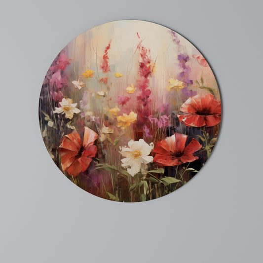 VIBRANT BLOOM SYMPHONY Round Wall Art
