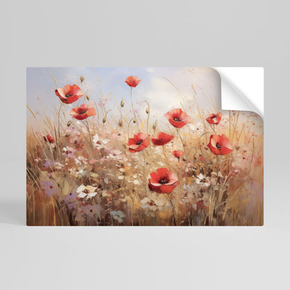 Poster orizzontale staccabile e attaccabile "PAESAGGIO DA SOGNO DI PAPAVERO"