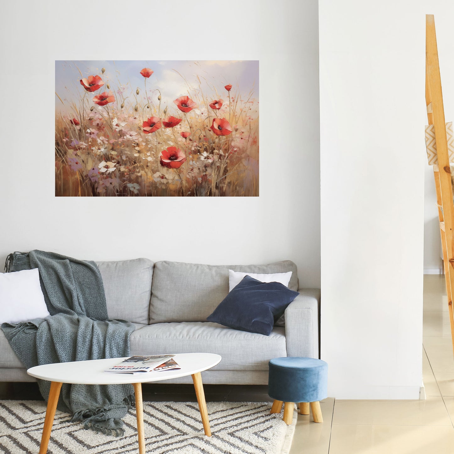 Poster orizzontale staccabile e attaccabile "PAESAGGIO DA SOGNO DI PAPAVERO"