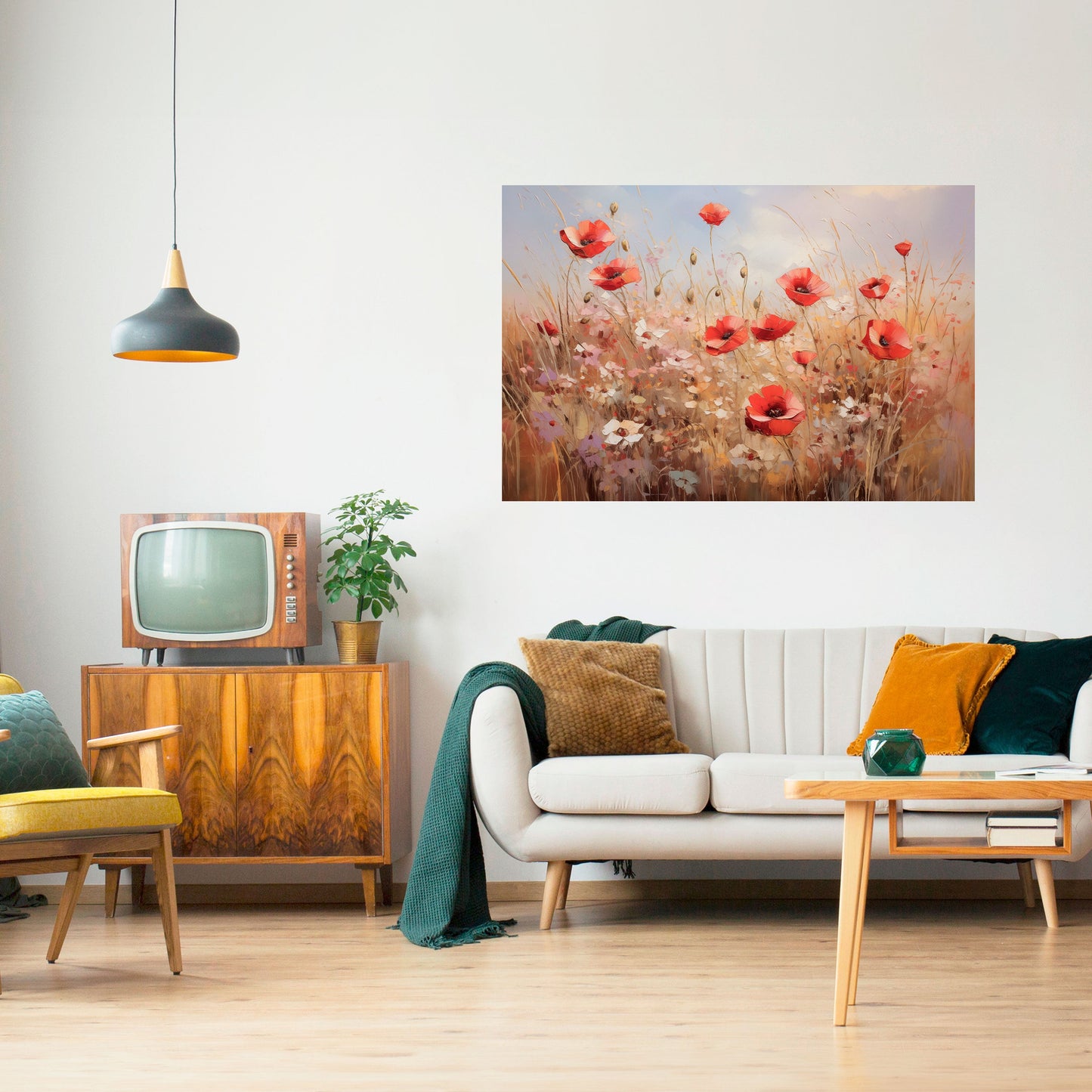Poster orizzontale staccabile e attaccabile "PAESAGGIO DA SOGNO DI PAPAVERO"