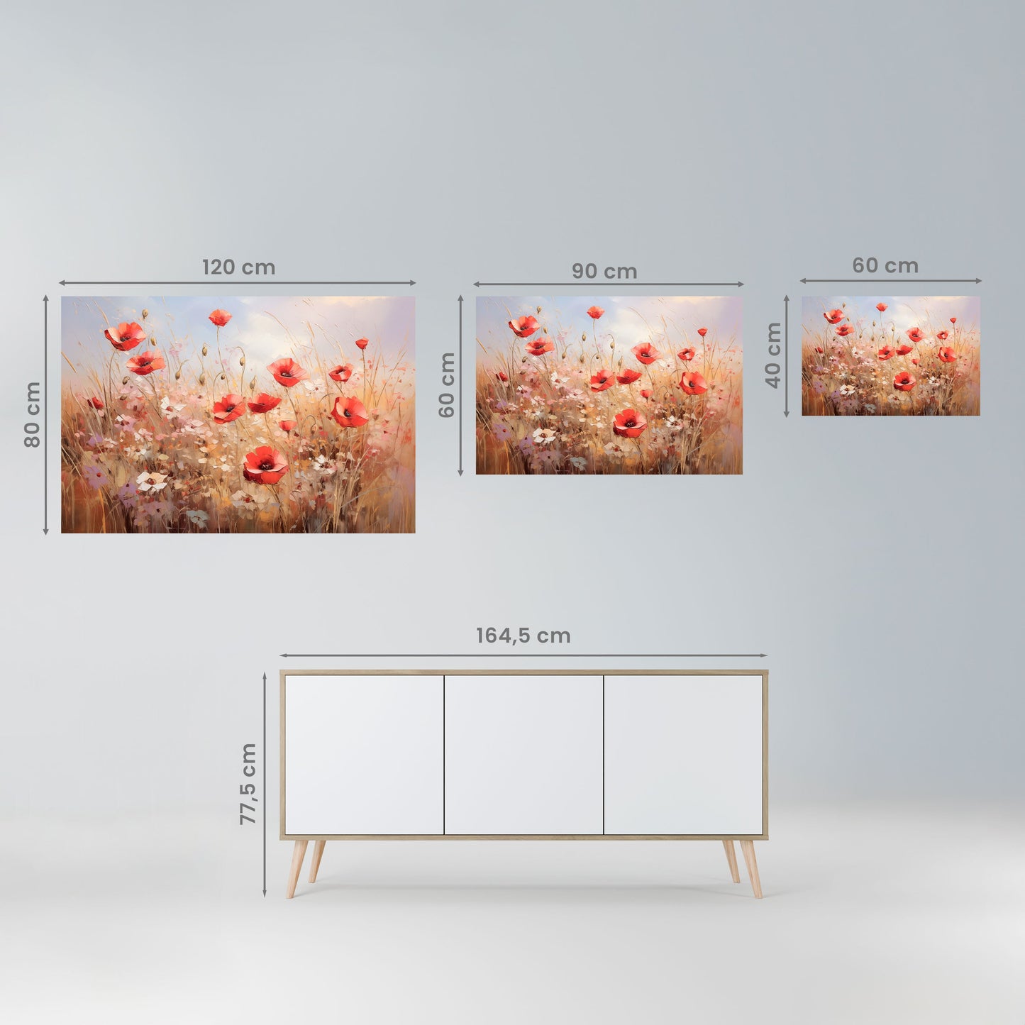 Poster orizzontale staccabile e attaccabile "PAESAGGIO DA SOGNO DI PAPAVERO"