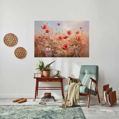 Poster orizzontale staccabile e attaccabile "PAESAGGIO DA SOGNO DI PAPAVERO"