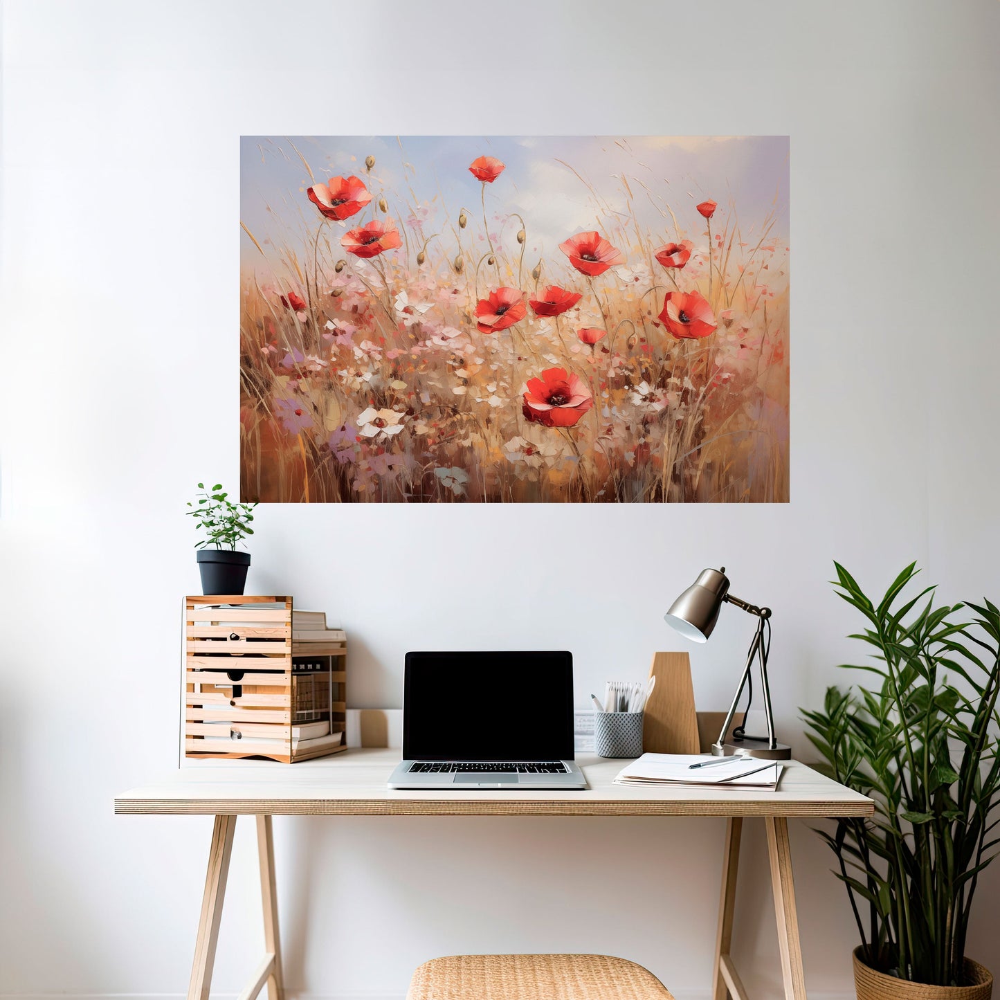 Poster orizzontale staccabile e attaccabile "PAESAGGIO DA SOGNO DI PAPAVERO"