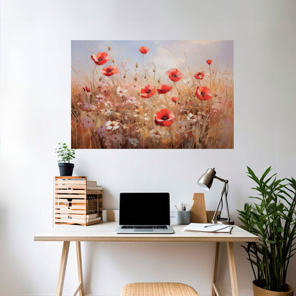 Poster orizzontale staccabile e attaccabile "PAESAGGIO DA SOGNO DI PAPAVERO"
