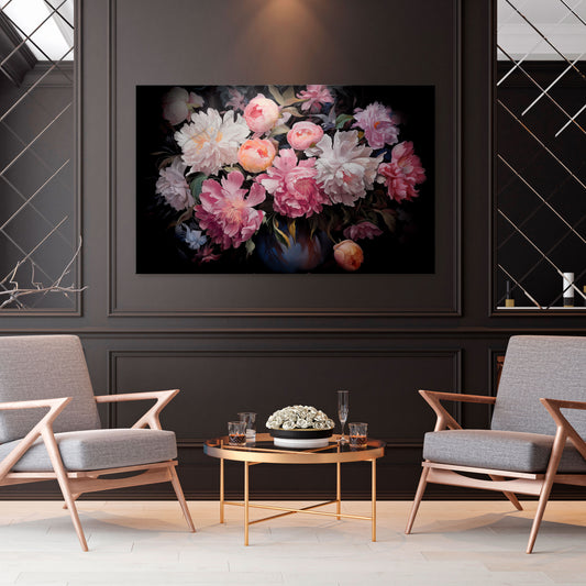 CRASHED PEONIES Stampa su tela orizzontale