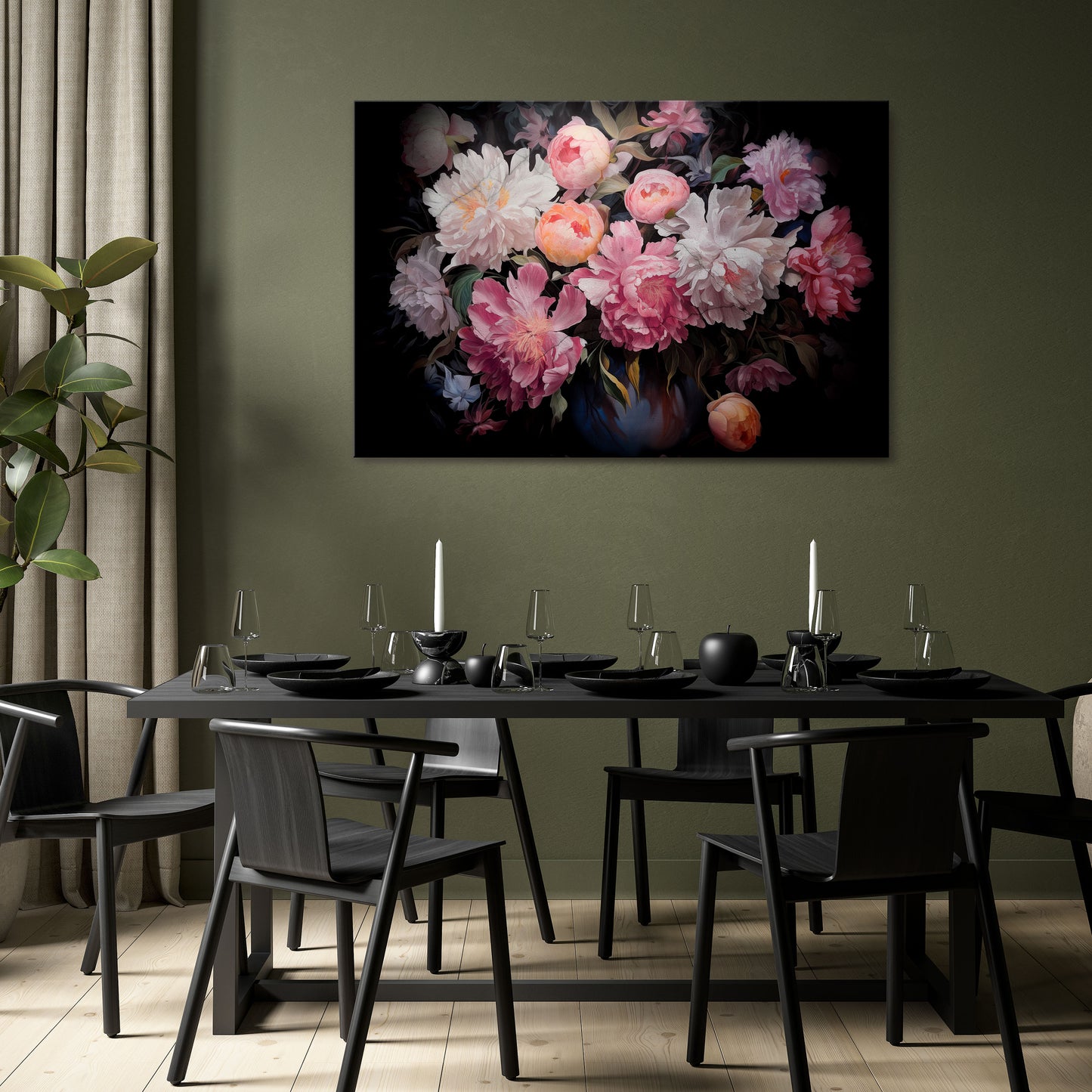 CRASHED PEONIES Stampa su tela orizzontale