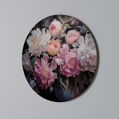 CRASHED PEONIES Round Wall Art