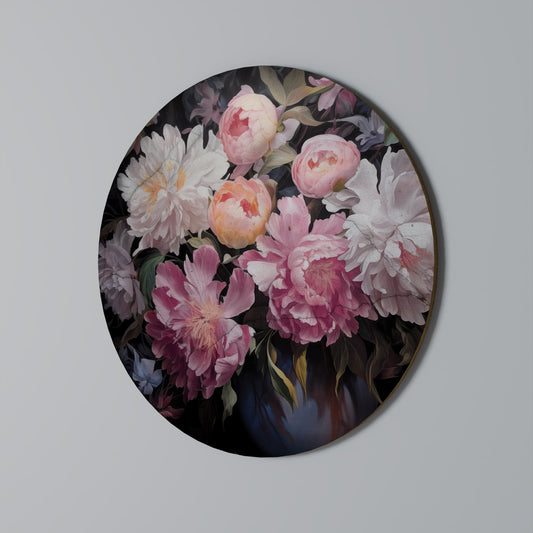 Decorazione murale rotonda "PEONIE SCHIACCIATE"