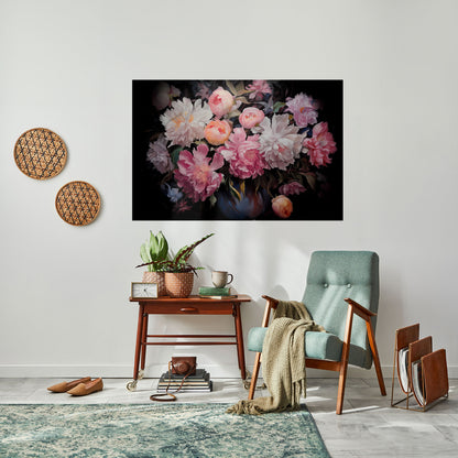 Poster orizzontale staccabile e attaccabile "PEONIE SCHIACCIATE"
