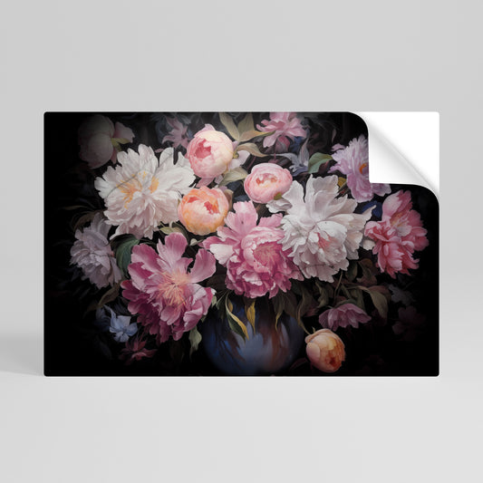 Poster orizzontale staccabile e attaccabile "PEONIE SCHIACCIATE"