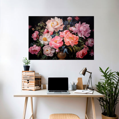 PEONIE IN FIORE Poster orizzontale staccabile e attaccabile