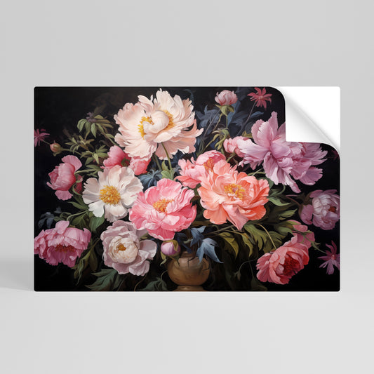 PEONIE IN FIORE Poster orizzontale staccabile e attaccabile