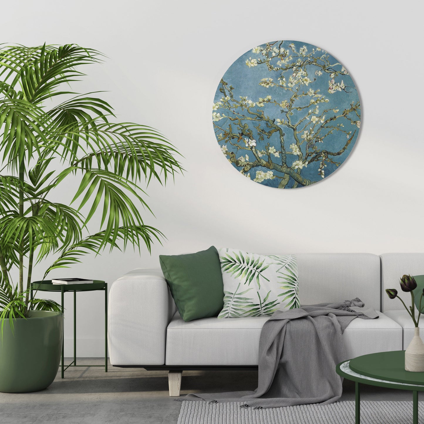Arte murale rotonda "FIORE DI MANDORLO"