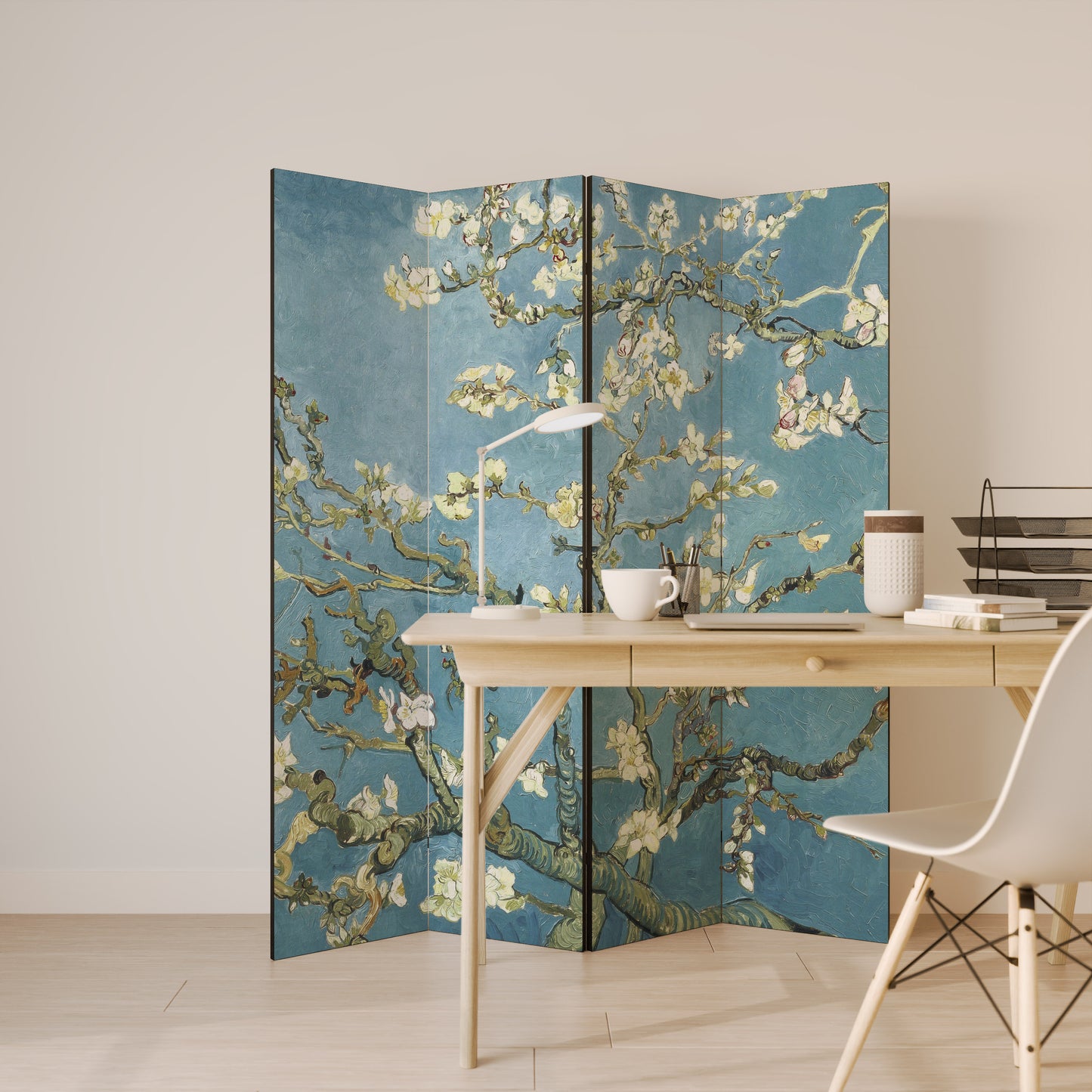 ALMOND BLOSSOM - Divisorio decorativo per ambienti a 4 pannelli