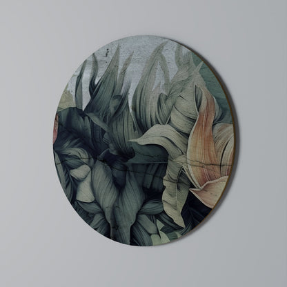 Arte murale rotonda "FOGLIE SCHIACCIATE"