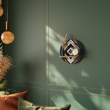 GEOMETRIA ARTISTICA Mensola rotonda per opere d'arte in effetto rovere