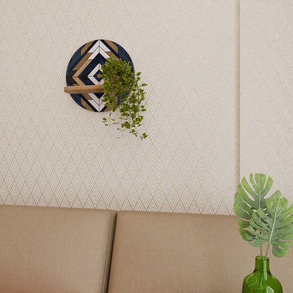 GEOMETRIA ARTISTICA Mensola rotonda per opere d'arte in effetto rovere