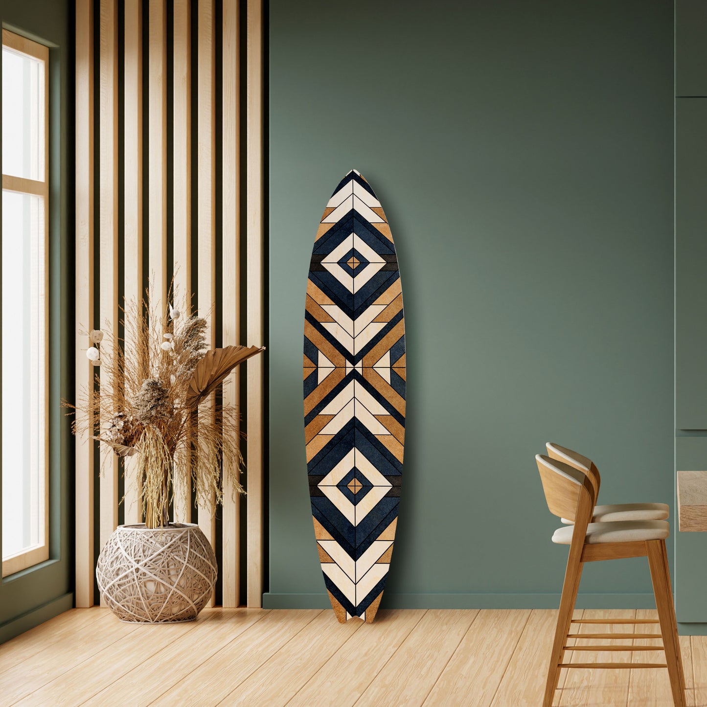 ARTFUL GEOMETRY Decorative Plywood Surfboard