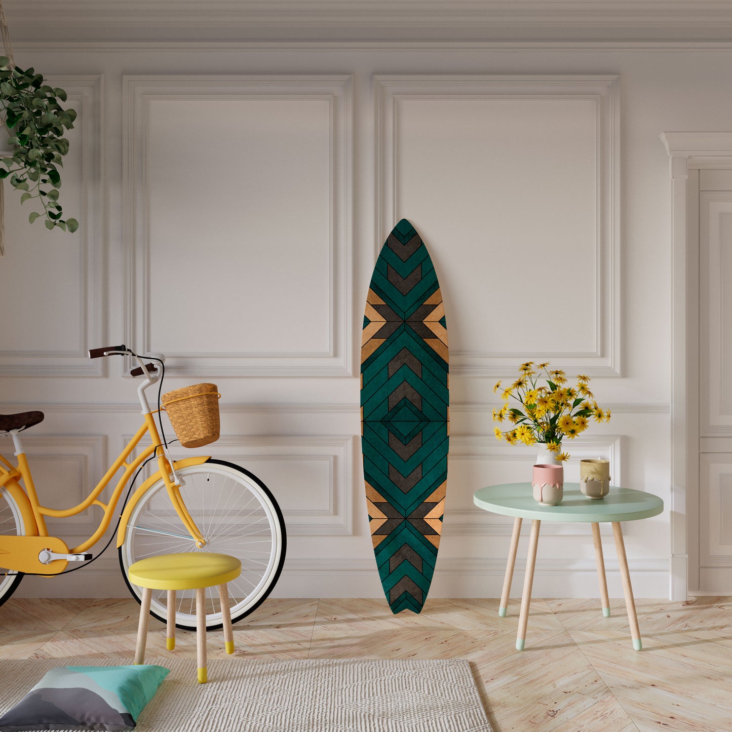 ARTISTIC GEOMETRY Decorative Plywood Surfboard