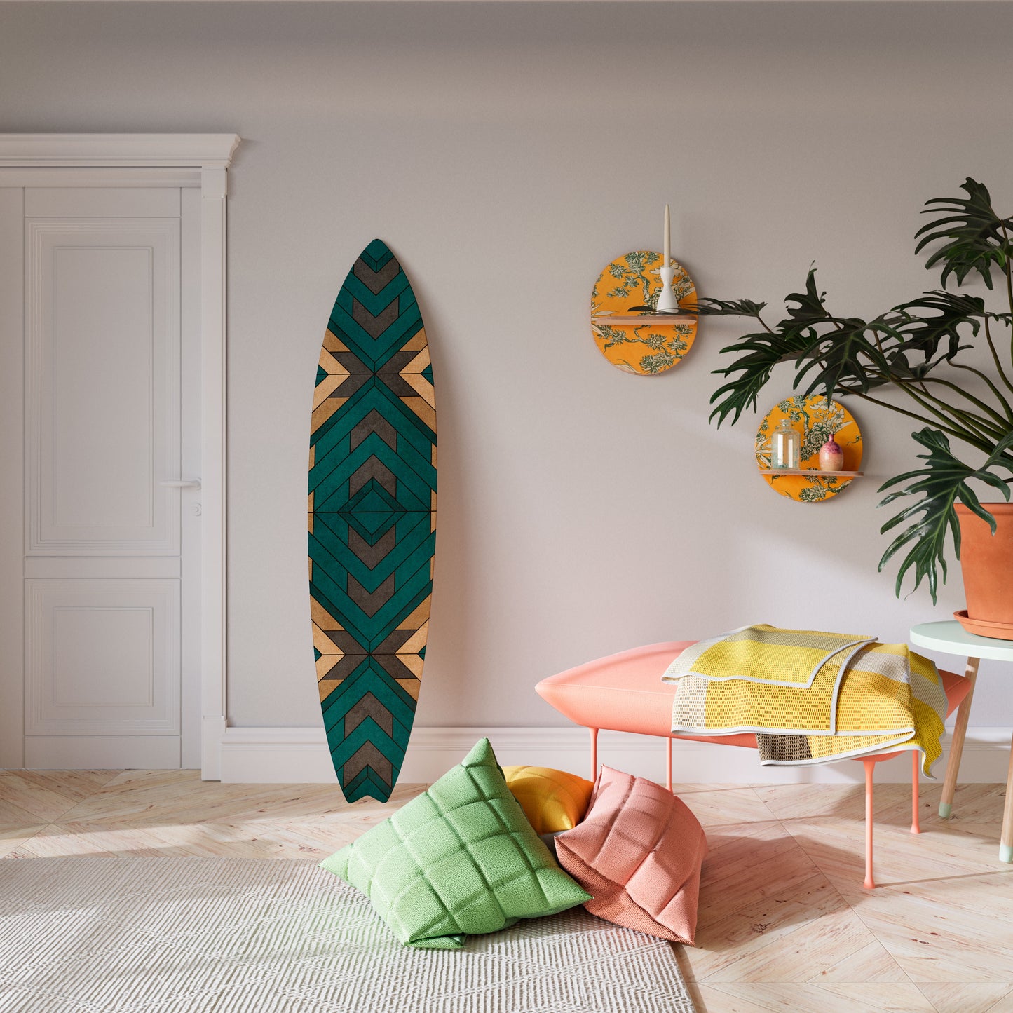 ARTISTIC GEOMETRY Decorative Plywood Surfboard