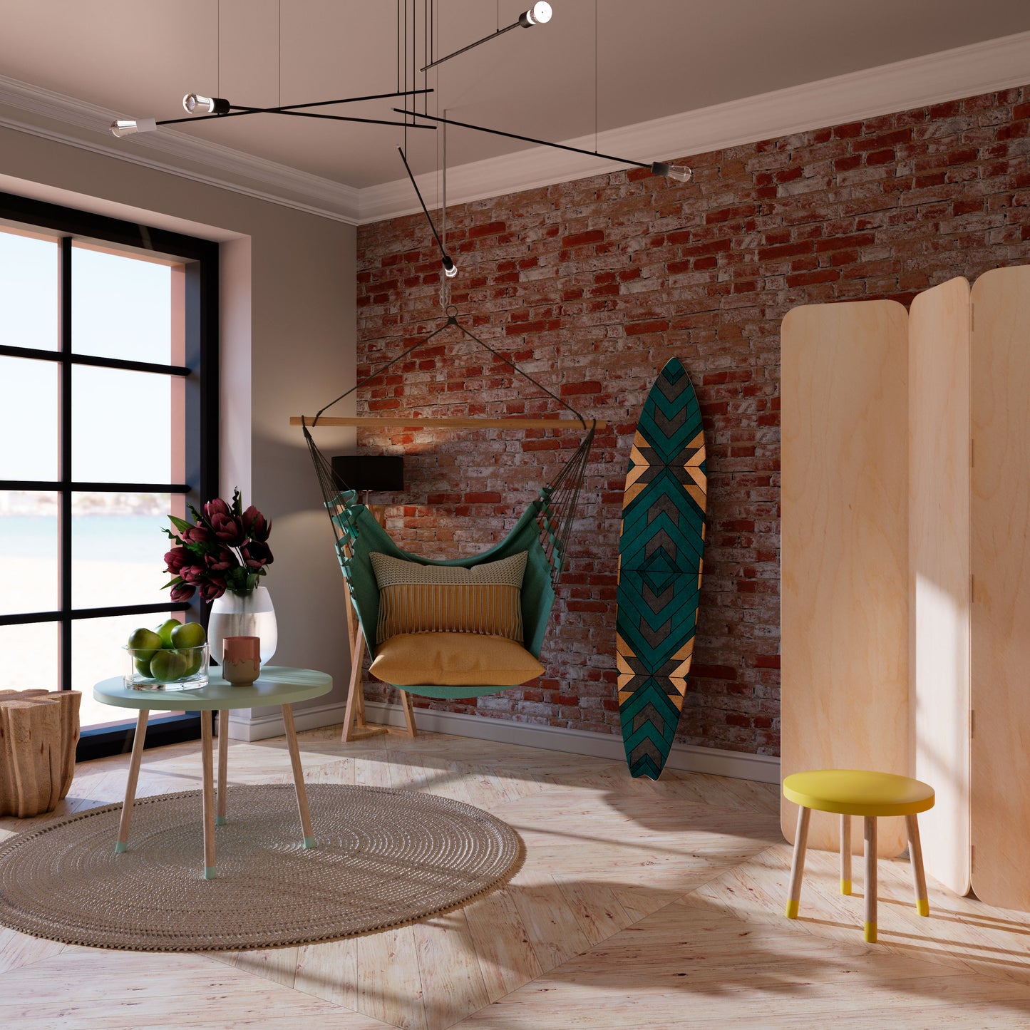 ARTISTIC GEOMETRY Decorative Plywood Surfboard