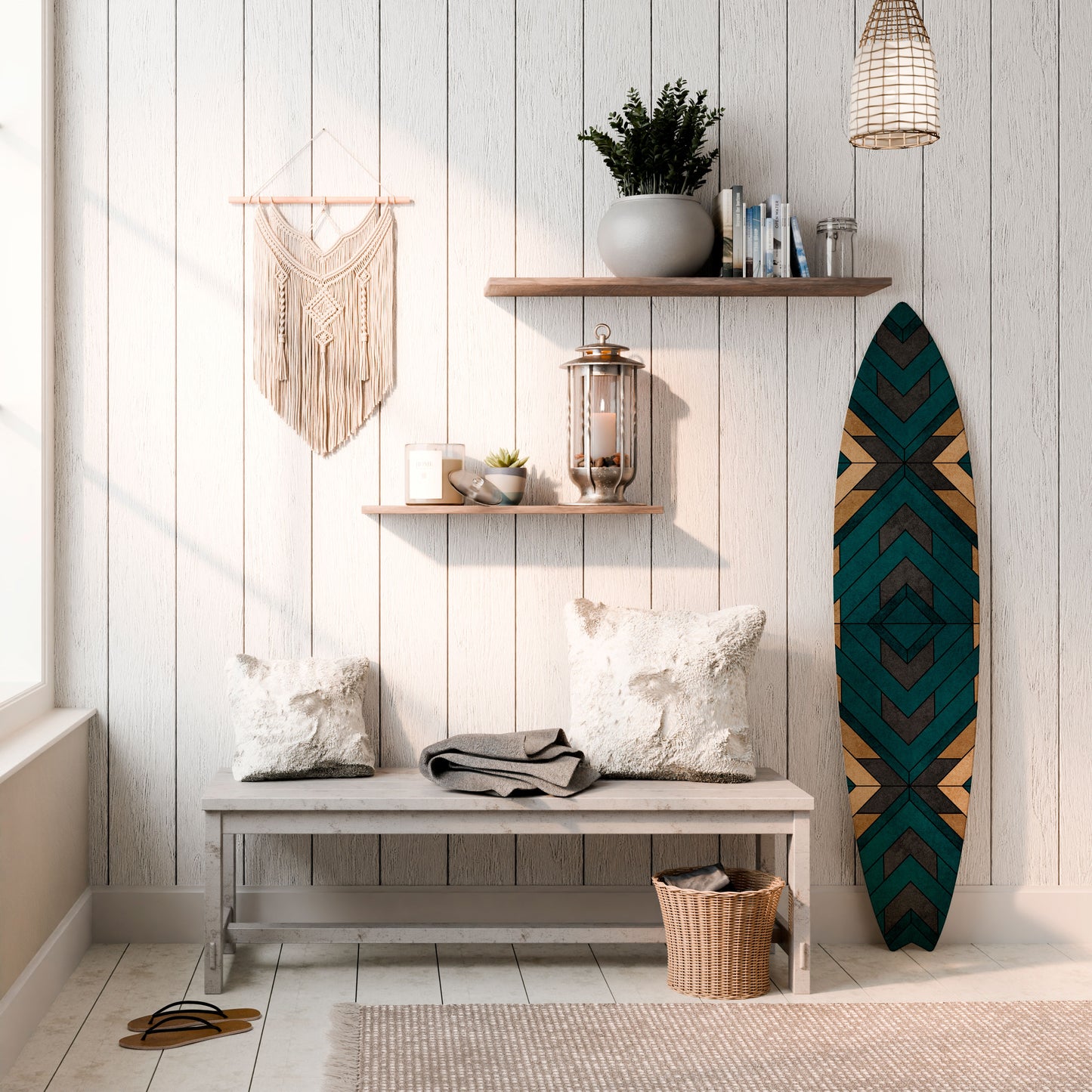 ARTISTIC GEOMETRY Decorative Plywood Surfboard
