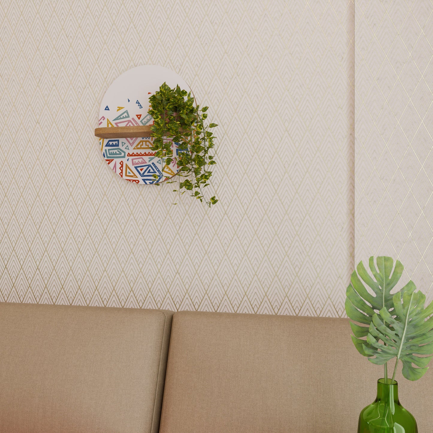 Mensola ovale ANGULAR FEELING in effetto rovere