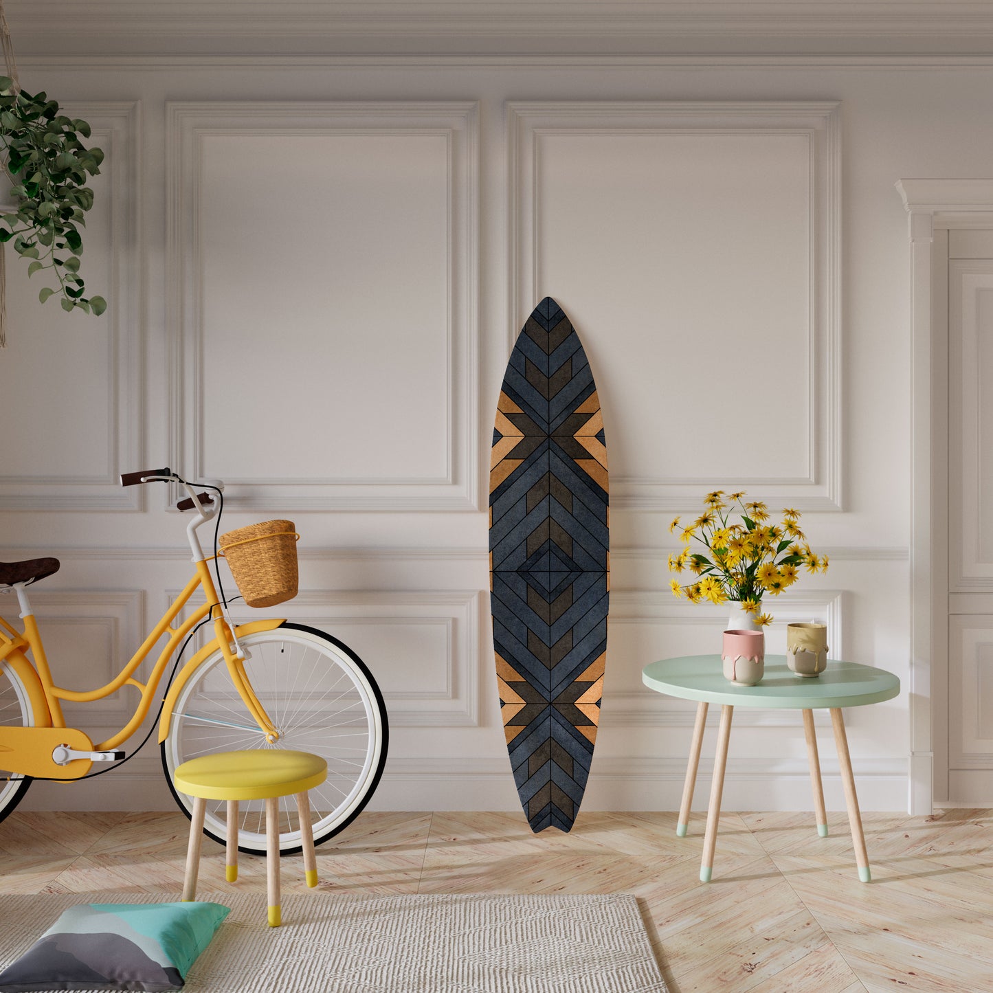 CRAFTY GEOMETRY Decorative Plywood Surfboard